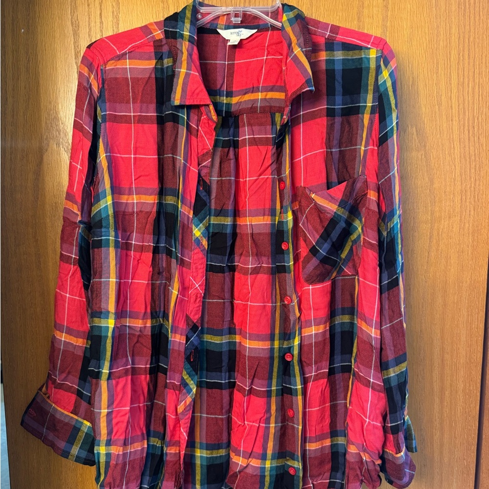 Terra & Sky Vibrant Plaid button up Shirt